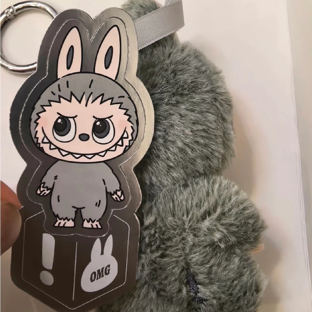 Cute Gray Bunny Plush Keychain